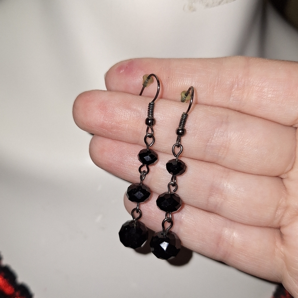 Black AB Crystal Dangle Earrings